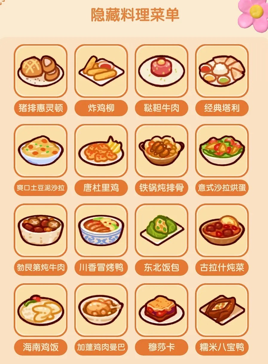我的休闲时光隐藏料理菜单大全